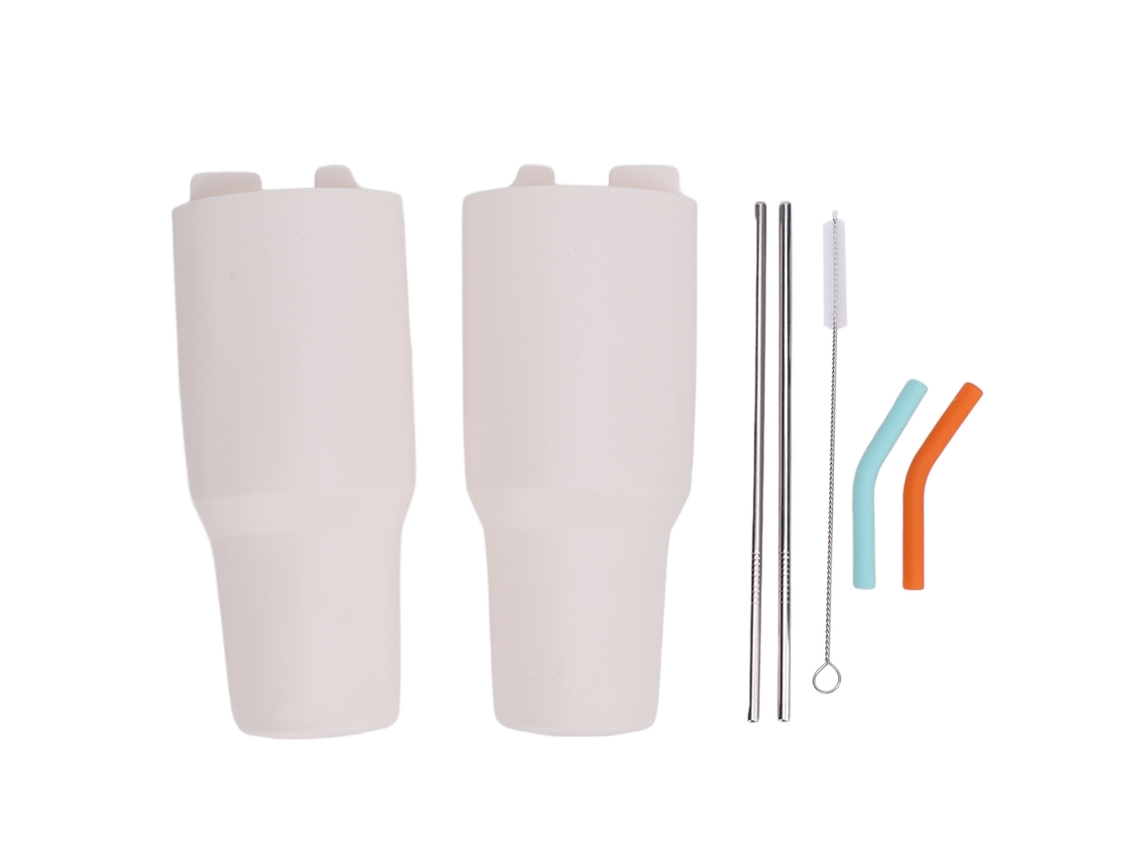 Vaso separador 2 en 1 con colector interno de silicona, reutilizable para vasos de 40 oz, blanco