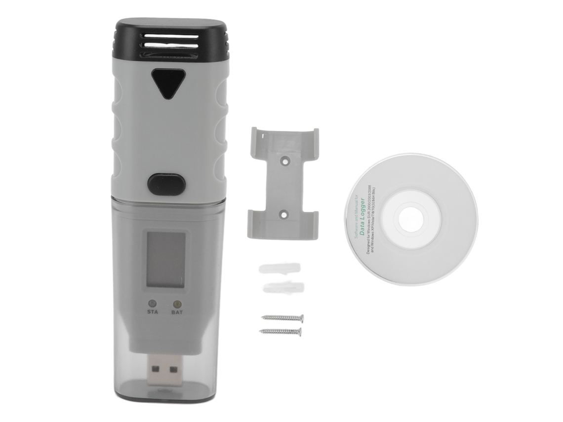 Medidor portátil de temperatura y humedad USB para uso en interiores y exteriores.