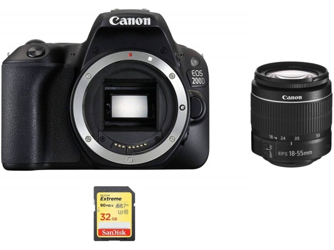 Kit Cámara Réflex CANON EOS 200D EF-S 18-55mm F3.5-5.6 IS III + 32GB SD
