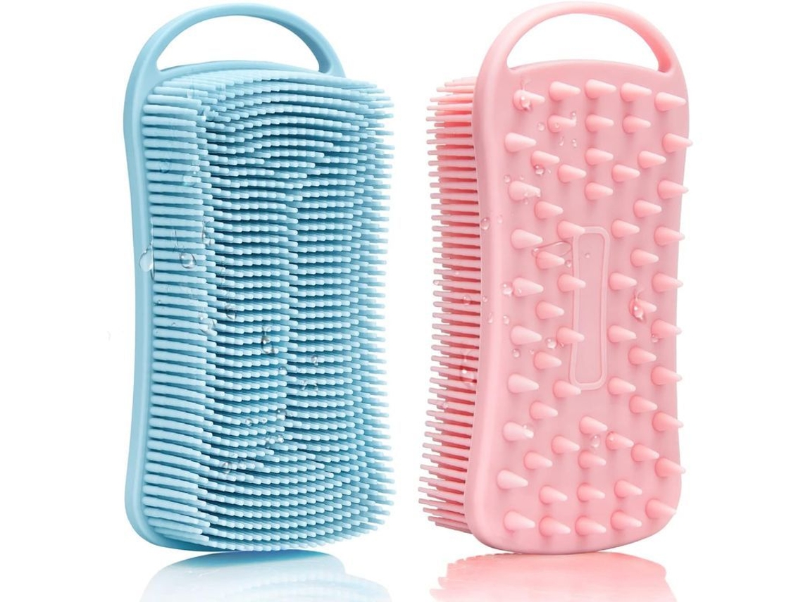 Cepillo Exfoliante Corporal De Silicona (paquete De 2), Masajeador Capilar, 2 En 1 Para Baño Y Champú, Suave Para Hombres, Mujeres Y Niños.