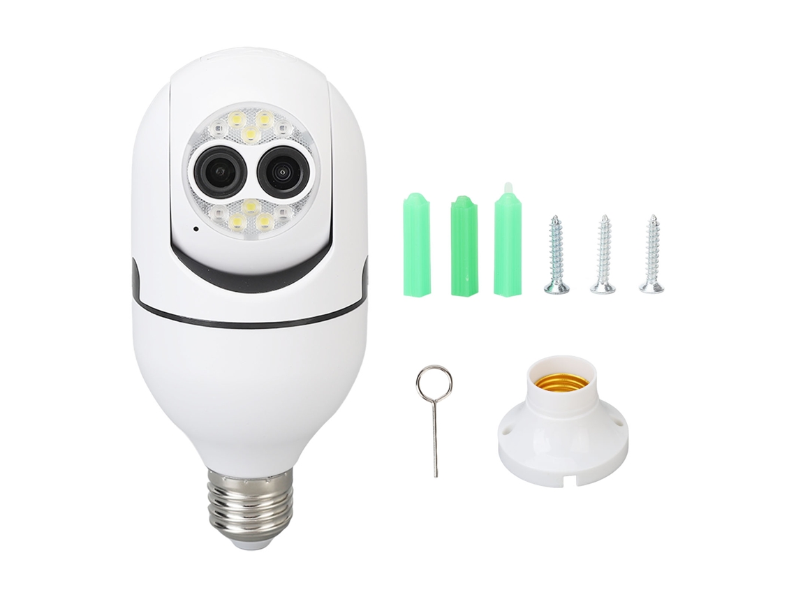 Cámara De Seguridad Tipo Bombilla E27, Doble Lente, 2mp Hd, Zoom 5x, Visión Nocturna, Wifi.
