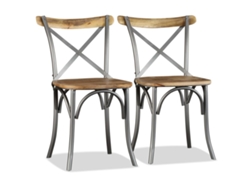 Maison Exclusive - Sillas De Comedor 6 Uds Madera De Mango Respaldo Acero Cruzado