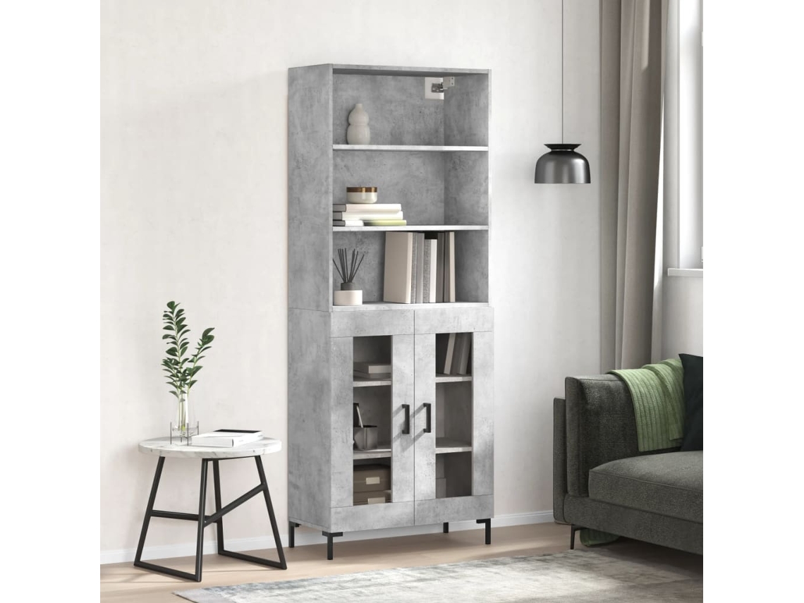 Aparador Alto Madera Contrachapada Gris Hormigón 69,5x34x180 Cm