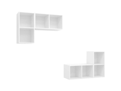 Conjunto de 4 muebles de TV de pared, derivados de madera, blanco, MAISON EXCLUSIVE