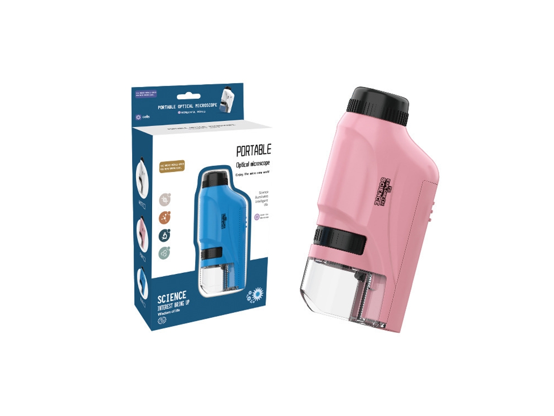 Microscopio portátil para niños, con zoom de 60x a 120x, un regalo ideal para niños y niñas. Rosa. Siurn