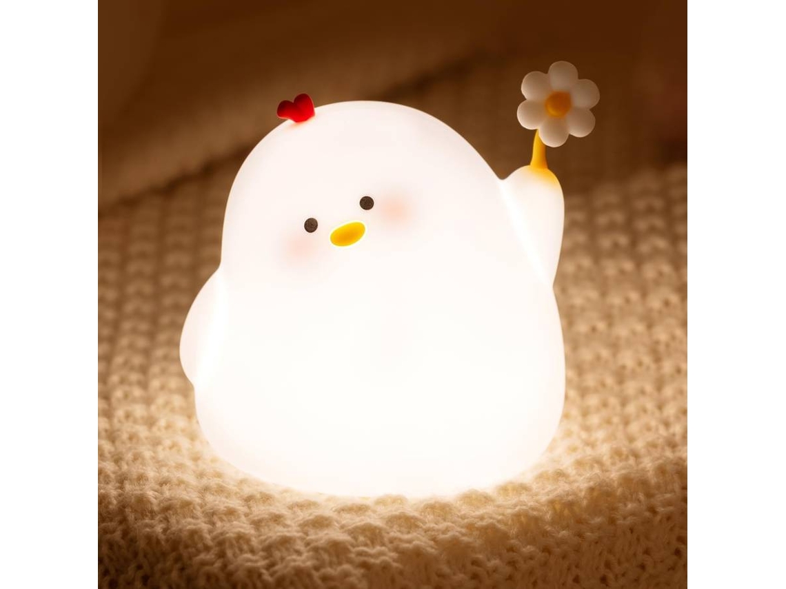 Luz de noche para niños, lámpara de silicona con forma de animal, lámpara de mesa recargable, lámpara de noche (blanca)