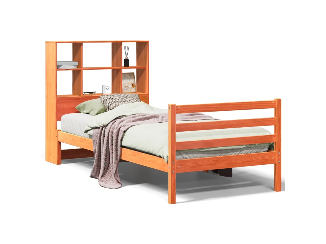 Maison Exclusive - Cama Con Estantería Sin Colchón Madera Maciza Marrón 75x190 Cm