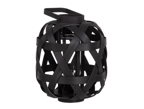 Farol 26 x 26 x 32 cm Portavelas Negro Bambú