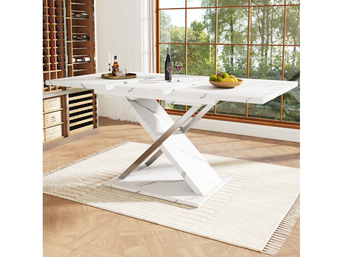 La Mesa De Comedor Extensible Se Puede Ampliar Hasta 118-157 Cm Con La Ayuda Del Panel De Extensión Incorporado.