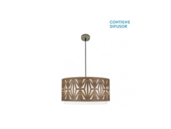 Lámpara colgante Katerina 3xe27cuero/madera oscura Regx60x60 cm Fabrilamp