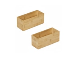 Caixa De Arrumação Relaxdays Em Bambu, Conjunto De 2, Caixa Organizadora Aberta, Hbd: 9,5x23x9 Cm, Natural