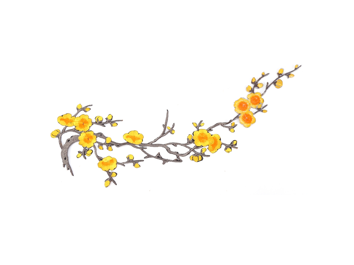 KOFIHETY Flor de Cerezo Aplicación para Ropa Bordado Costura DIY Vestido Bolsillos Amarillo + Caqui