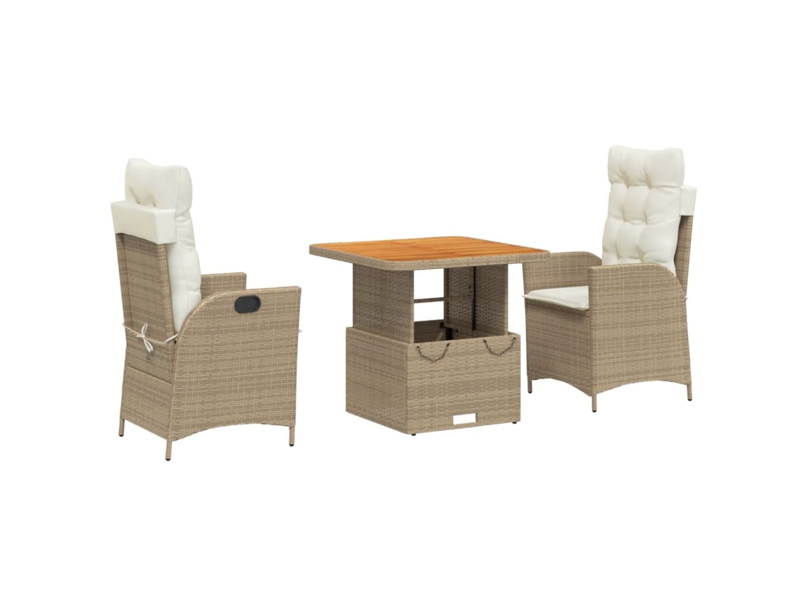 Maison Exclusive - Set Comedor De Jardín 3 Pzas Con Cojines Ratán Sintético Beige