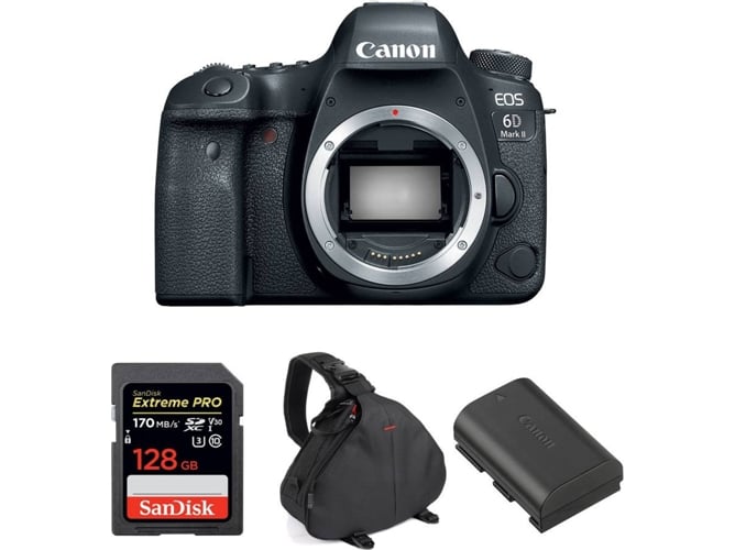 Kit Cámara CANON EOS 6D Mark II + SanDisk 128 GB + Batería + Bolsa (Full-Frame)