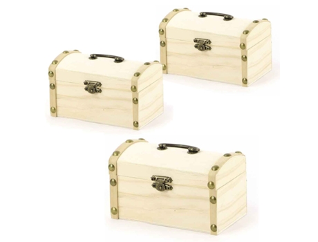 3 cofres piratas de madera para decorar 8 x 8 x 13 cm GRAINE CRÉATIVE