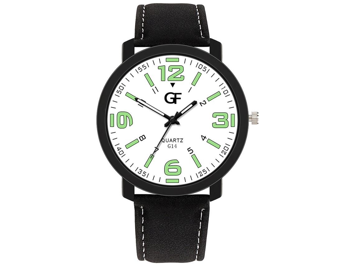 Reloj De Pulsera De Moda Para Hombre, De Piel Sintética, Cuarzo, Esfera Redonda Informal, Negro Y Blanco.