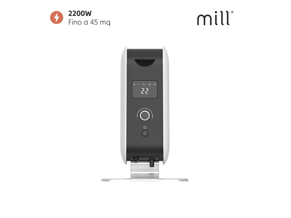 Mill CO2200LEDMAX Convector eléctrico portátil con termostato LED 2200W, Blanco