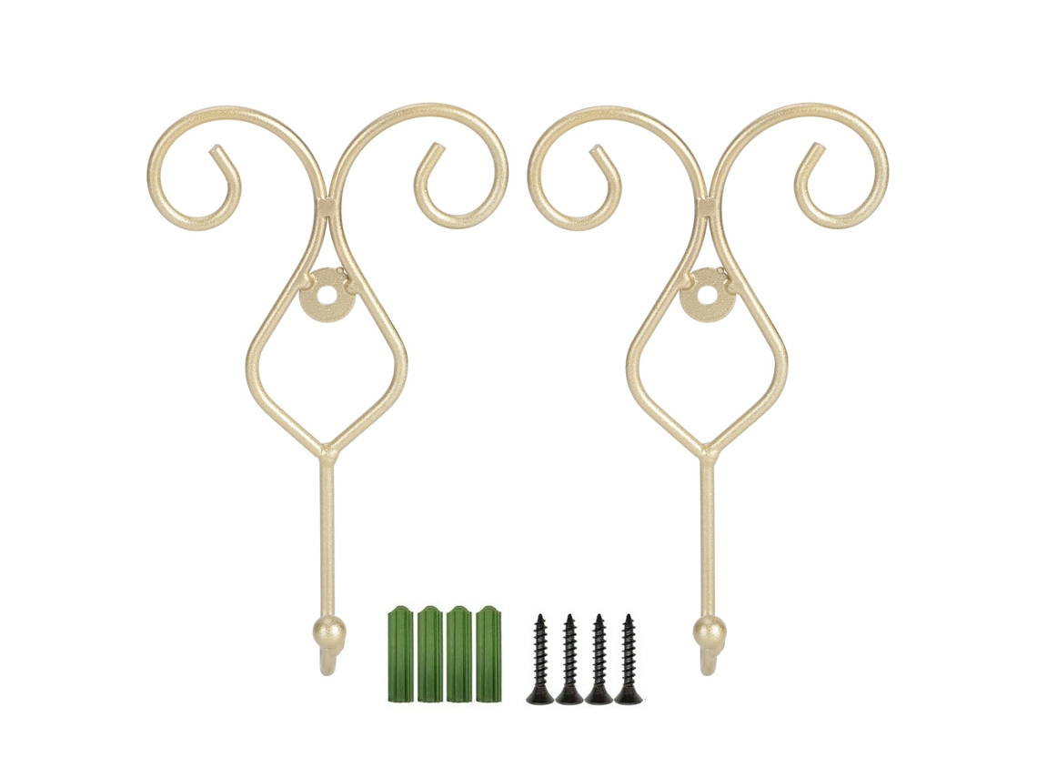 2 Ganchos De Pared Dorados Para Abrigos, Toallas, Sombreros, Baño, Cocina.
