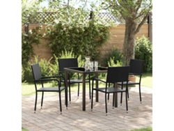 Maison Exclusive - Conjunto De Comedor De Jardín 5 Pcs Negro Ratán Sintético