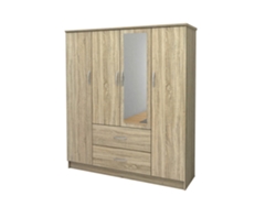 Armario de Dormitorio 4 Puertas DN, con Espejo Sonoma 190x160x50 cm SALDOSYSTOCKS
