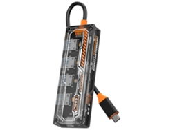 Concentrador USB 3.0 multipuerto con adaptador tipo C, alimentación USB-C para computadoras portátiles y cuatro puertos adicionales para una conectividad ampliada.