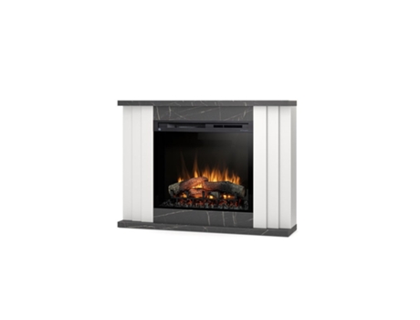 Chimenea LED eléctrica independiente PARIA 28' Blanco mate / mármol negro 118 x 86 x 27.5 OUTINFIRE