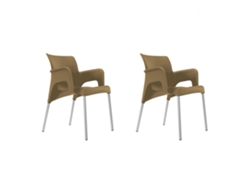 GARBAR SUN Set 2 Silla Con Brazos Interior Exterior Chocolate