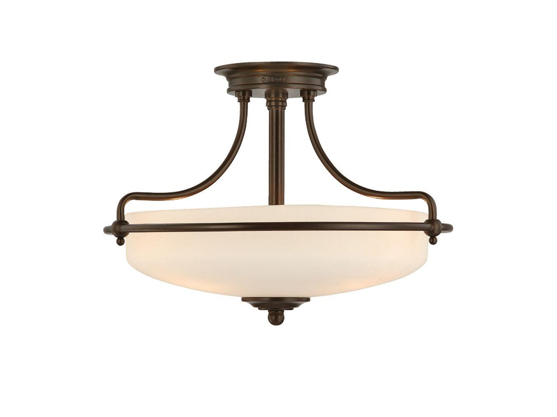 Flush Mount QUOIZEL (QZ-Griffin-SFS-PN) Griffin Metal, vidrio grabado E27 3 Bulbos