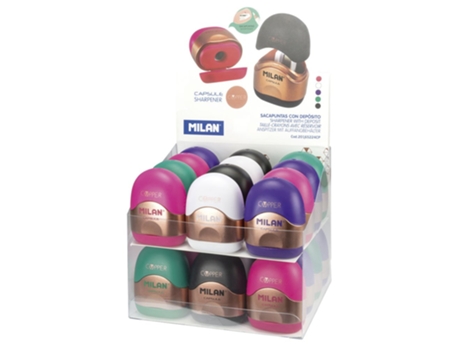 Caixa de Exibição 24 Capsule Copper Capsule Copper Apontadores de Lápis Coloridomilan