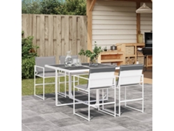 Conjunto de comedor de jardín de 5 piezas con cojines de textilene blanco de DKD Home Decor