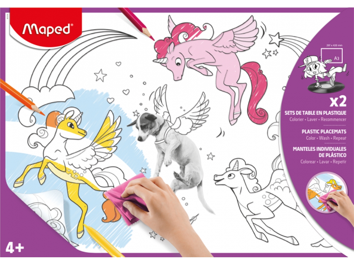 Conjunto 2 Individuais Mesa Plástico para Colorir Maped