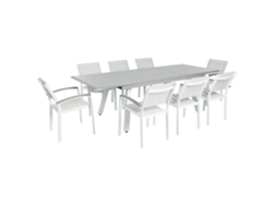 Mesa de juego de jardín de aluminio y 8 sillas grises beliani pereta