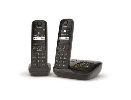 Teléfono Inalámbrico Dect Duo Negro con Contestador As690Aduonoir