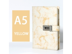 Diario de mármol vintage, cuaderno creativo con cerradura de combinación, Gertiz amarillo (96 hojas)