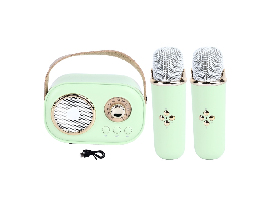Conjunto De Altavoz Ktv Con Micrófonos Duales Inalámbricos Mini (micrófonos Duales Inalámbricos, Bluetooth Portátil)