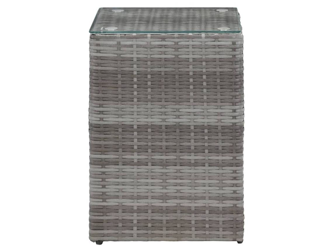 Maison Exclusive - Mesa Auxiliar Superficie Vidrio Ratán Sint. Gris 35x35x52 Cm