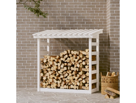 vidaXL Leñero de madera maciza de pino blanco 108x64,5x110 cm