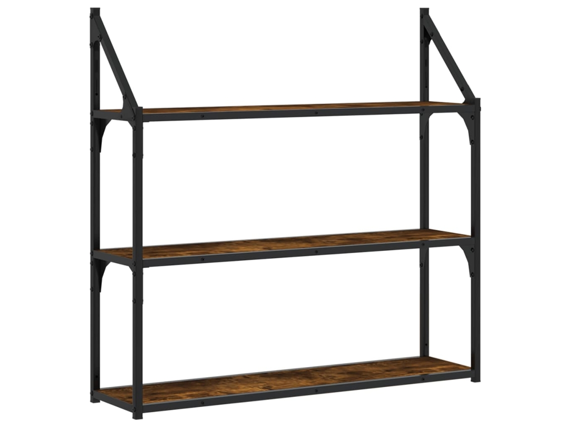 Maison Exclusive - Estantería Pared Madera Ingeniería Roble Ahumado 80x21x78,5cm
