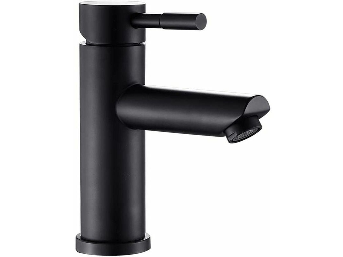Grifo De Baño, Mezclador Para Lavabo, Cuerpo De Acero Inoxidable, Caño Redondo, Agua Fría Y Caliente Regulable.