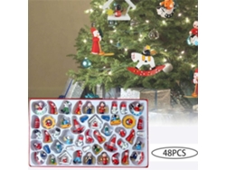 Juego De 48 Adornos De Madera Para Árbol De Navidad