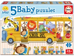 Puzzle EDUCA 5 Baby Puzzles Autobús Animales (Edad Mínima: 2 Años - 3-5 Piezas)
