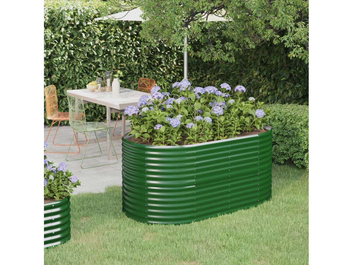 Canteiro Elevado Jardim 152x80x68 Cm Aã§o Vestido Con Paã³ Verde Dkd Home Decor