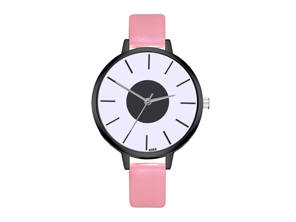 Reloj De Pulsera Analógico De Cuarzo Redondo De Aleación Para Mujer, Estilo Moderno, Color Rosa.