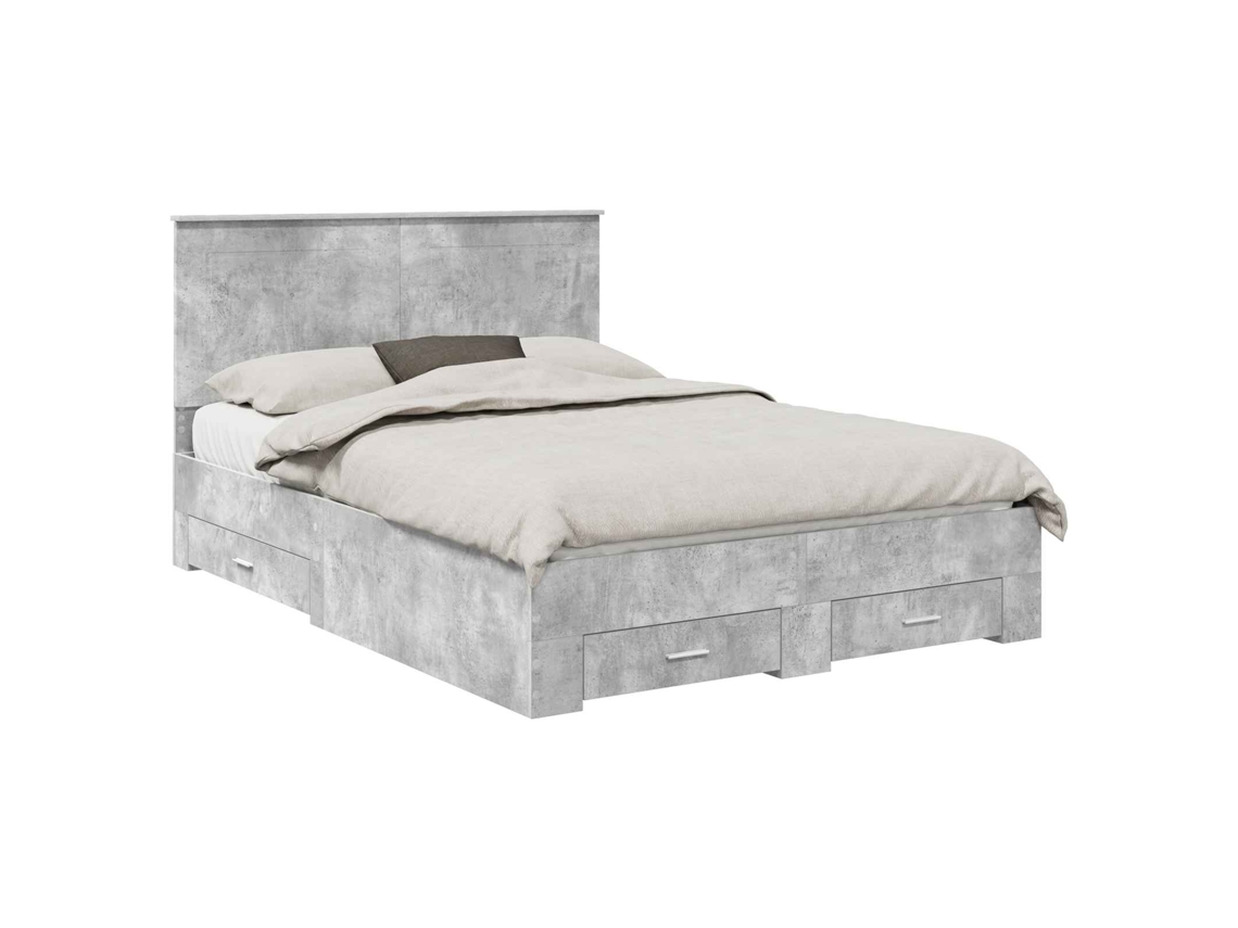Maison Exclusive - Estructura De Cama Con Cabecera Gris Concreto 140 X 200 Cm