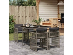 Conjunto de comedor de jardín DKD Home Decor de 5 piezas con cojines, ratán gris