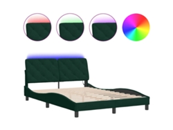 Maison Exclusive - Estructura De Cama Con Led Sin Colchón Terciopelo Verde Oscuro 140x200 Cm