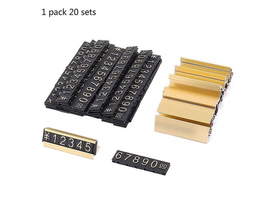 2026-kit 20 Conjuntos De Cubos Numerales De Precio Oro Y Negro Para Tiendas Y Supermercados