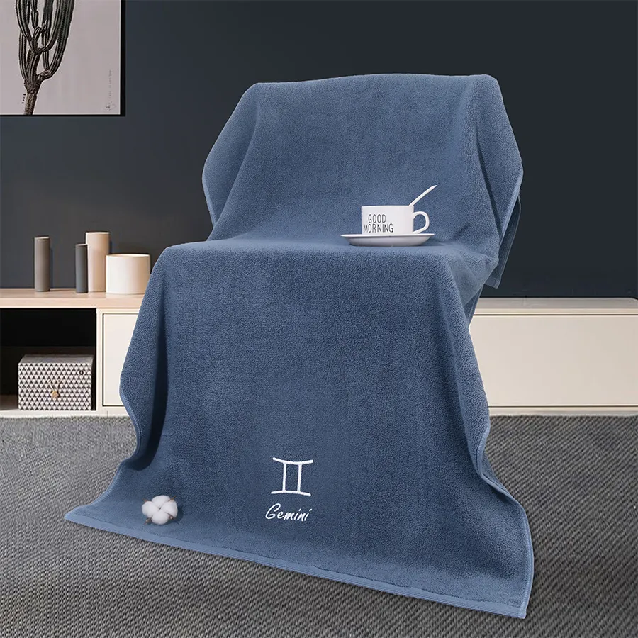 Toalla De Baño Gemini Azul, 35 X 75 Cm (algodón Puro), Diseñ