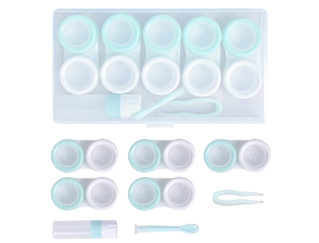Estuches Para Lentes De Contacto Transparentes Y Bonitos, Soporte Para Caja, Kit De Almacenamiento Con Herramienta Para Quitar Pinzas, Verde Y Blan...