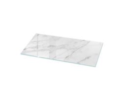 Cristal para espejo de mesa rectangular (125 x 50 cm - Acabado en mármol - Blanco)
